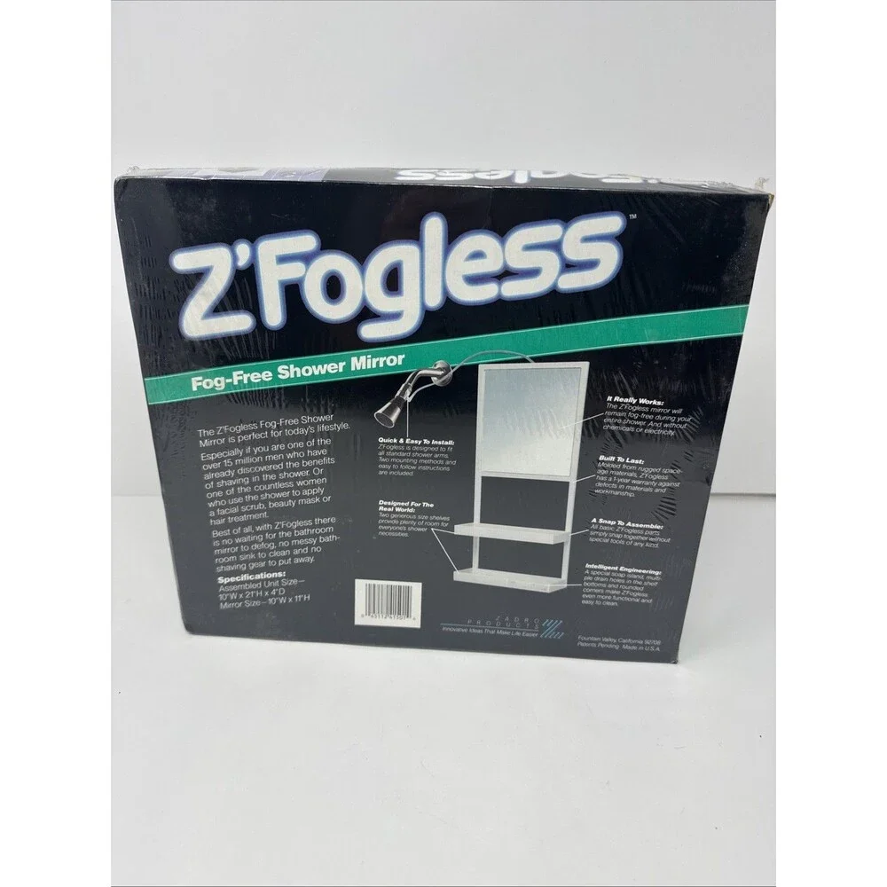NOS Z’FOGLESS MIRROR FOG FREE SHOWER MIRROR With Shelf Shelves USA MADE